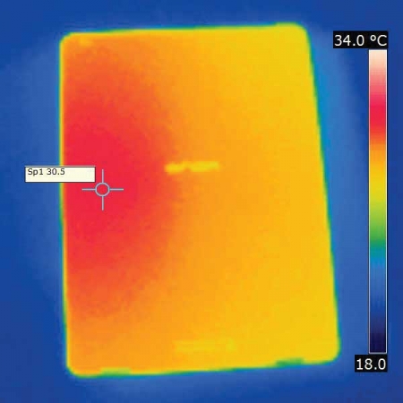 高温度30.5℃是四款平板中表现好的。